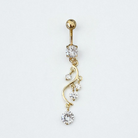 Gold belly button ring with crystal embellishments on a white background