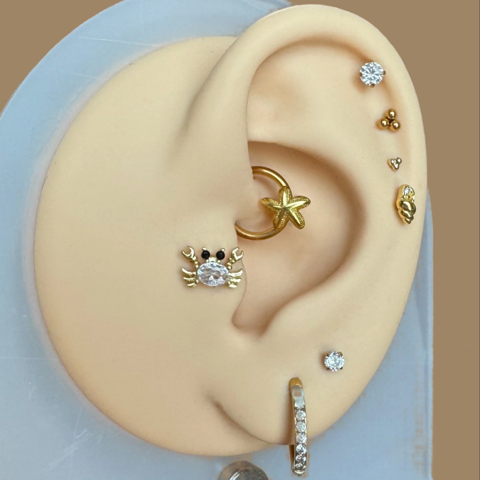 Single CZ Flat Back Stud Earring, Gold