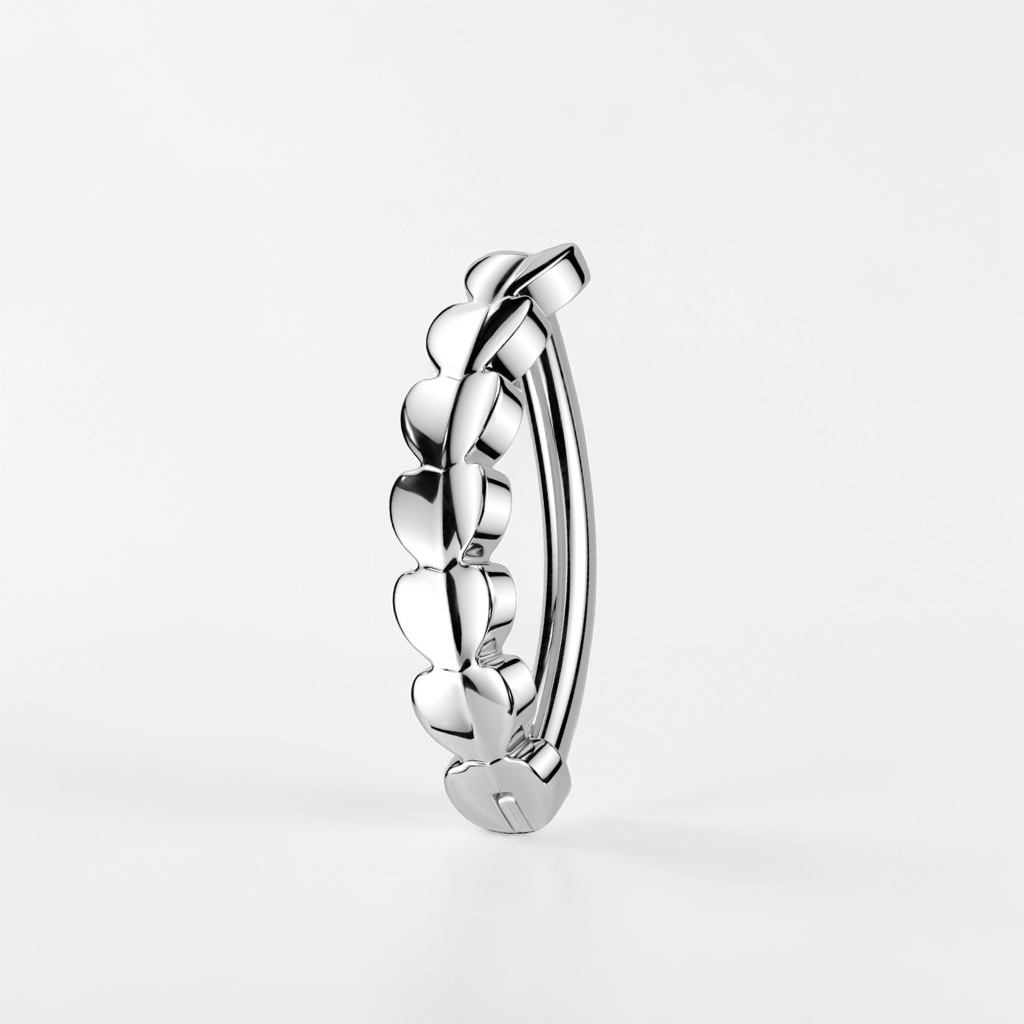 Titanium clicker hoop belly button ring with heart design, dainty navel jewelry