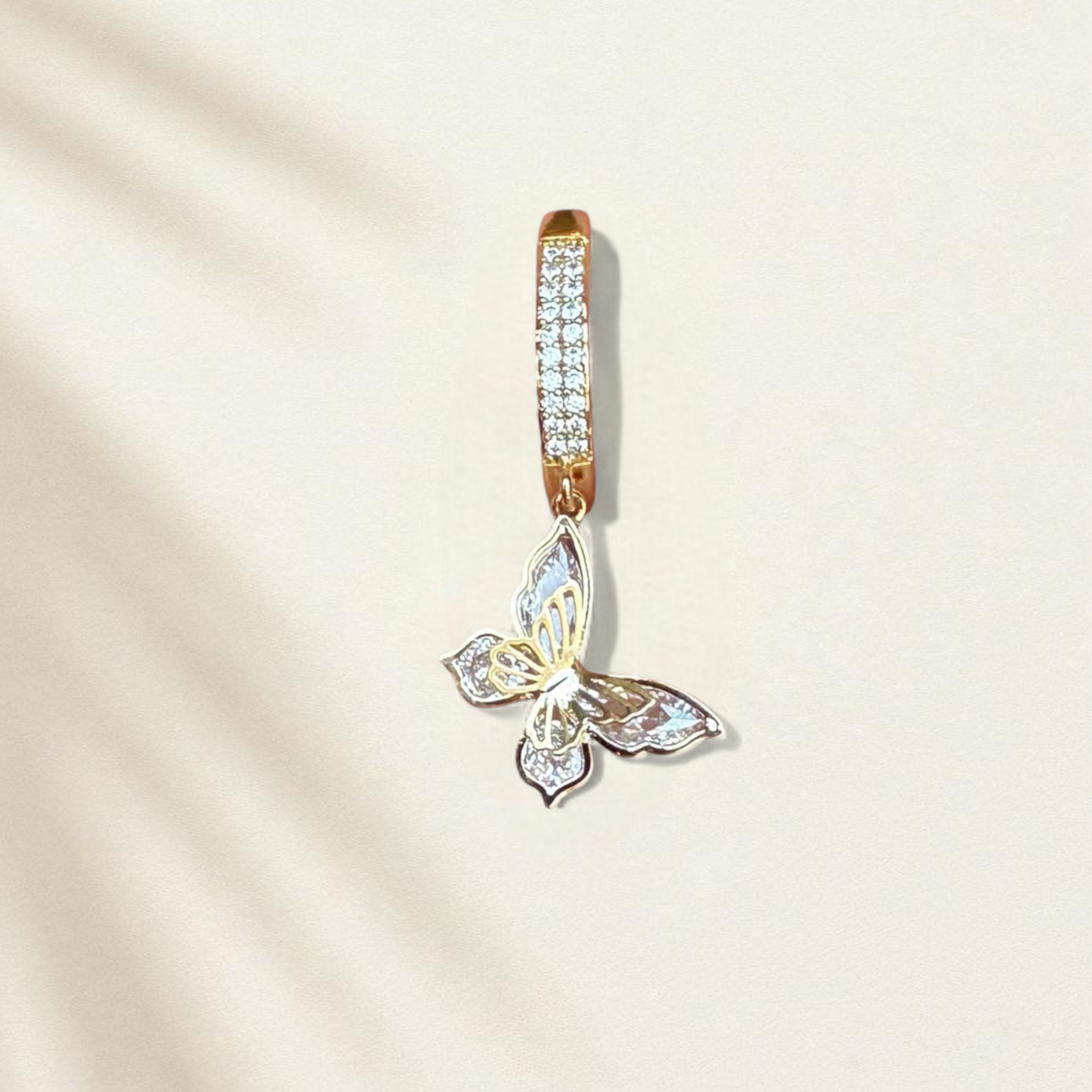 Hinged Gold Belly Button Ring with Butterfly Charm