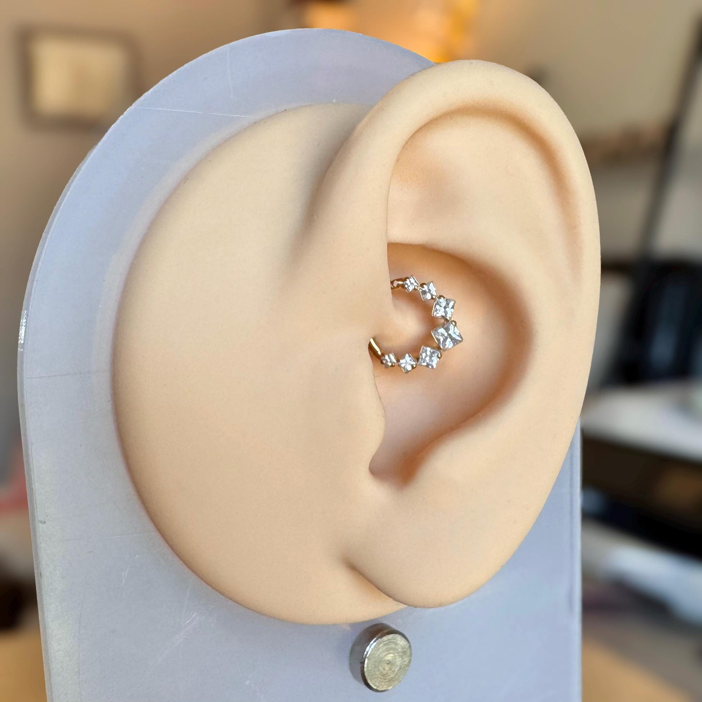 Geometric Gold Daith Earring