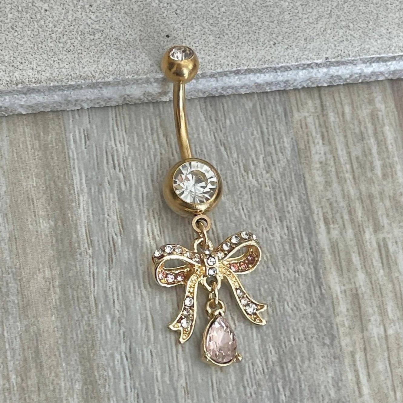 Alourette Belly Button Ring-Belly Button Rings-Gold-Elara Body Jewelry