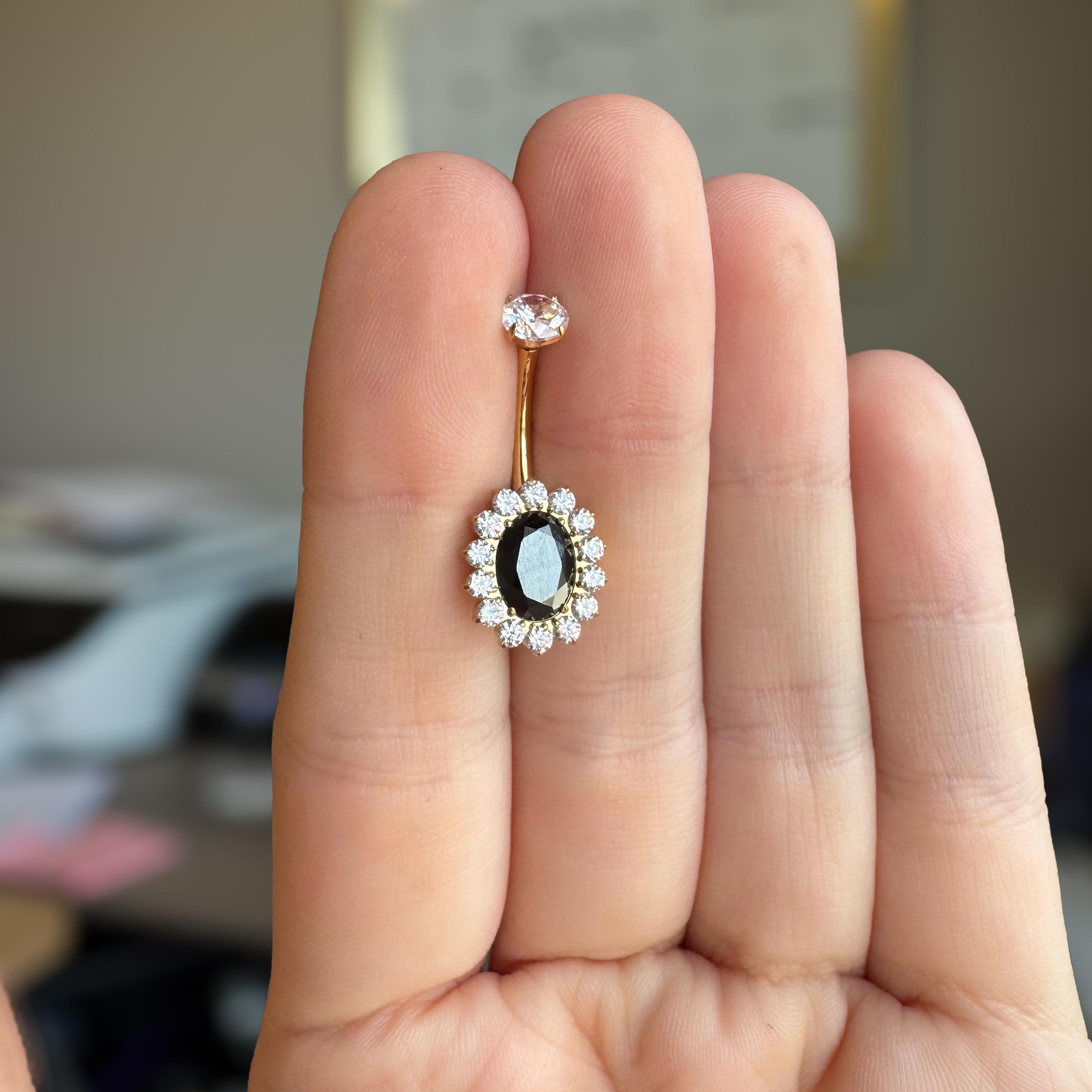 Amaris Halo Belly Button Ring-Belly Button Rings-Elara Body Jewelry