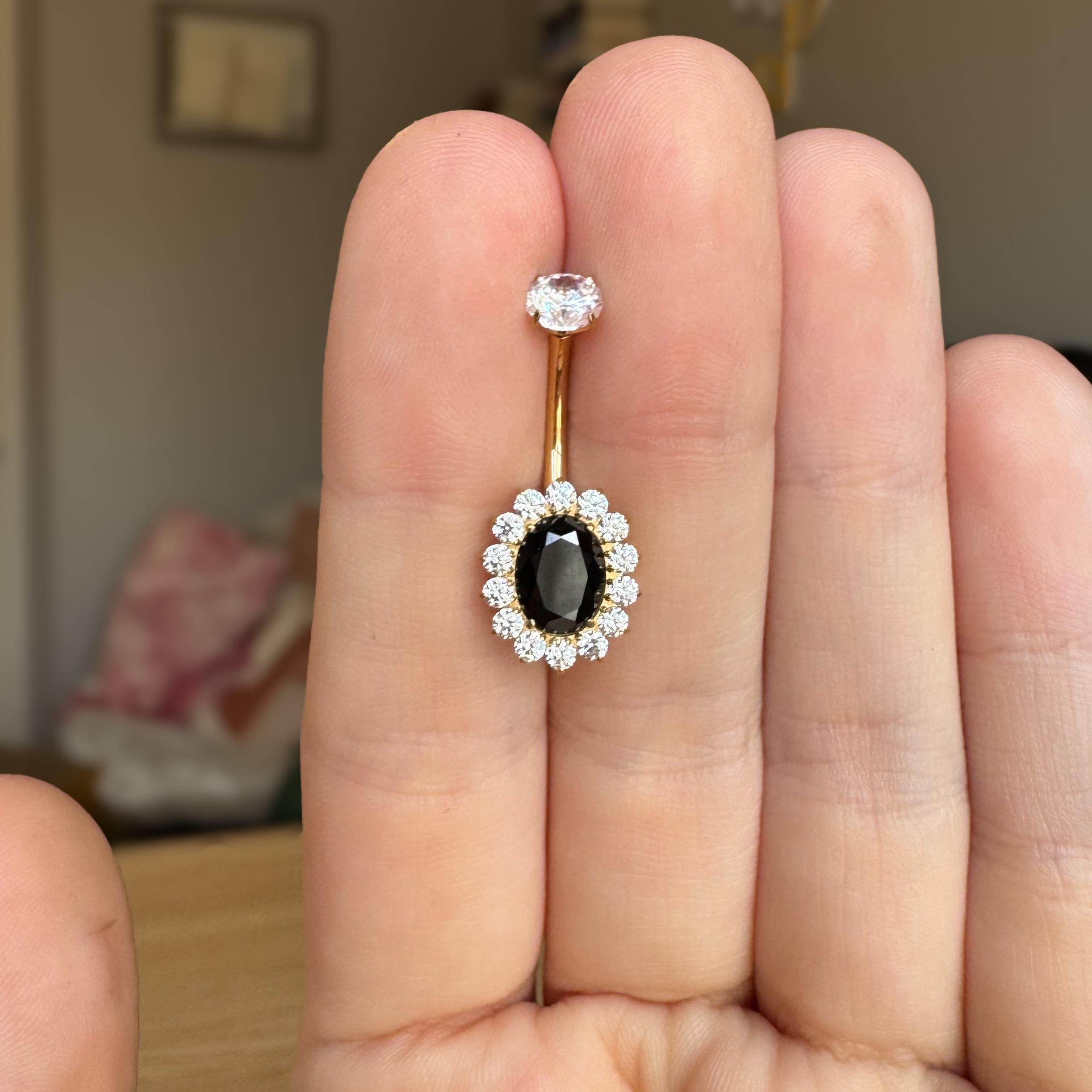 Amaris Halo Belly Button Ring-Belly Button Rings-Elara Body Jewelry