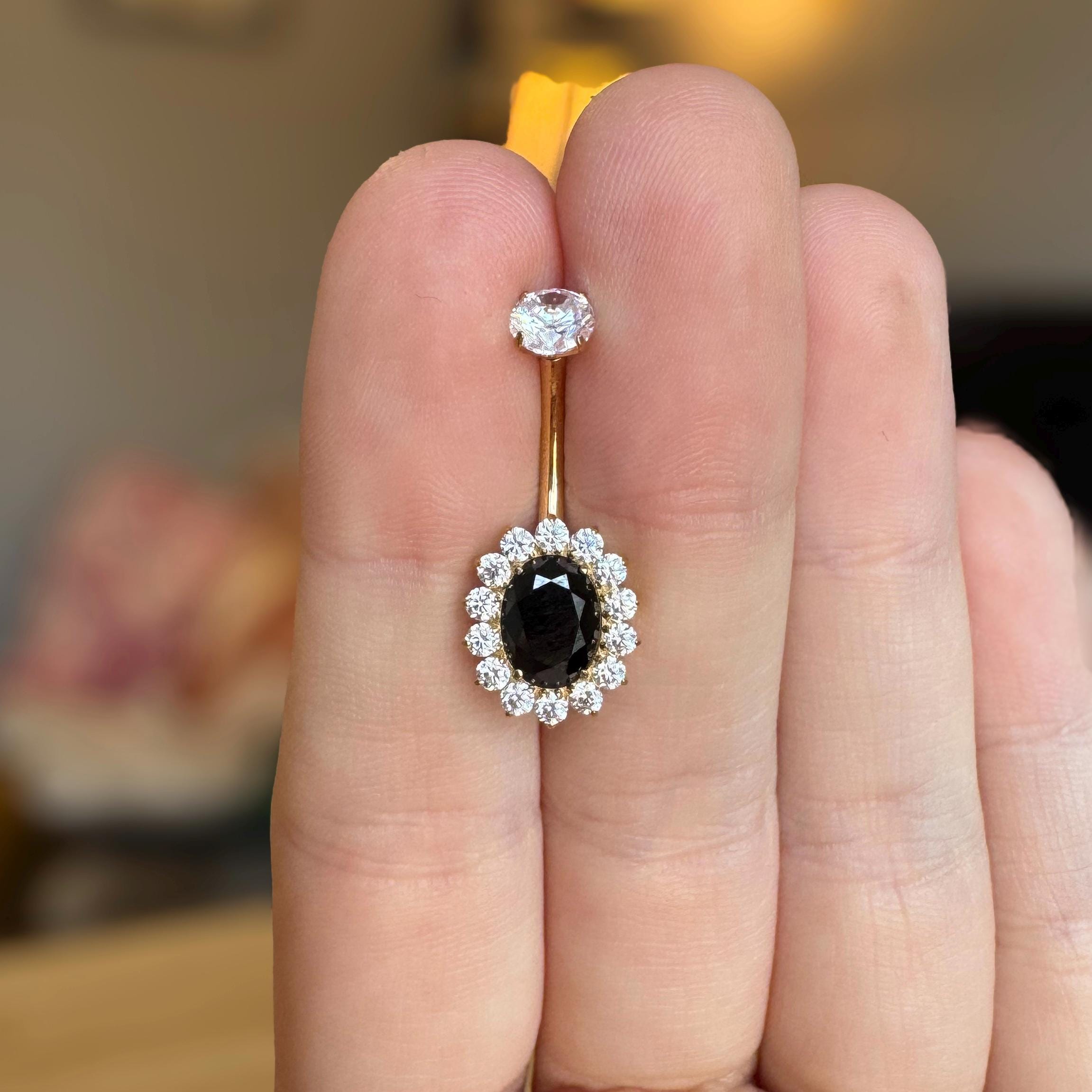 Amaris Halo Belly Button Ring-Belly Button Rings-Elara Body Jewelry