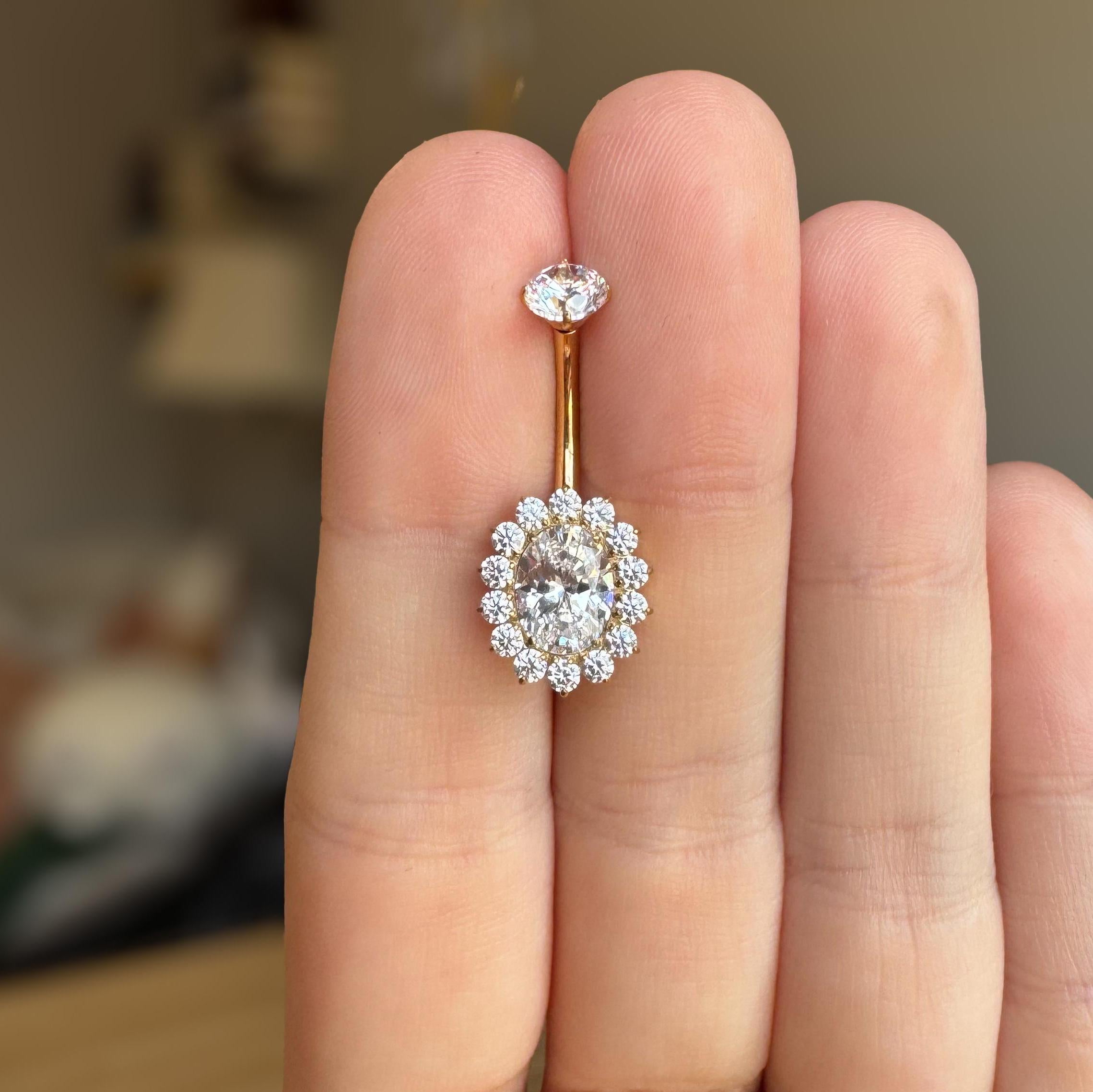 Amaris Halo Belly Button Ring-Belly Button Rings-Elara Body Jewelry