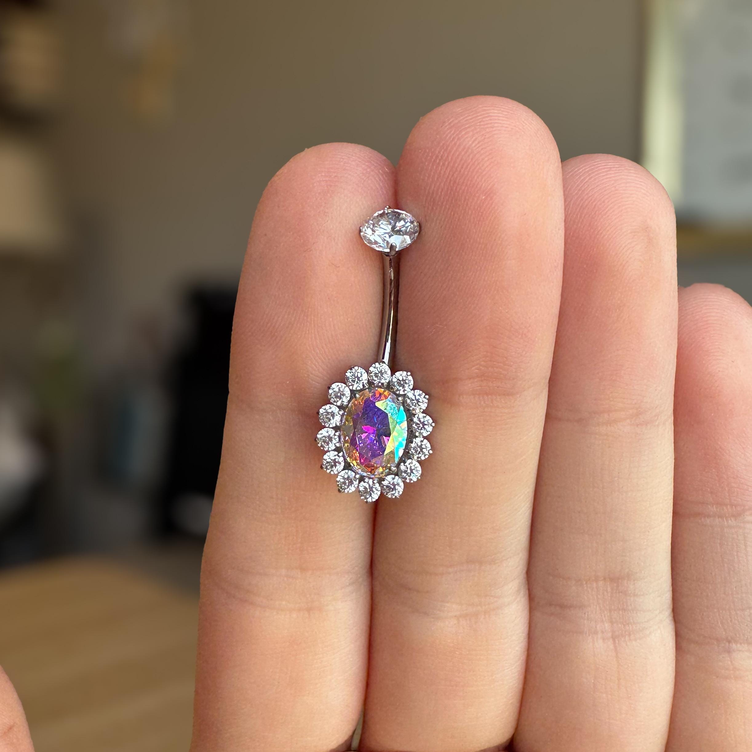 Amaris Halo Belly Button Ring-Belly Button Rings-Elara Body Jewelry