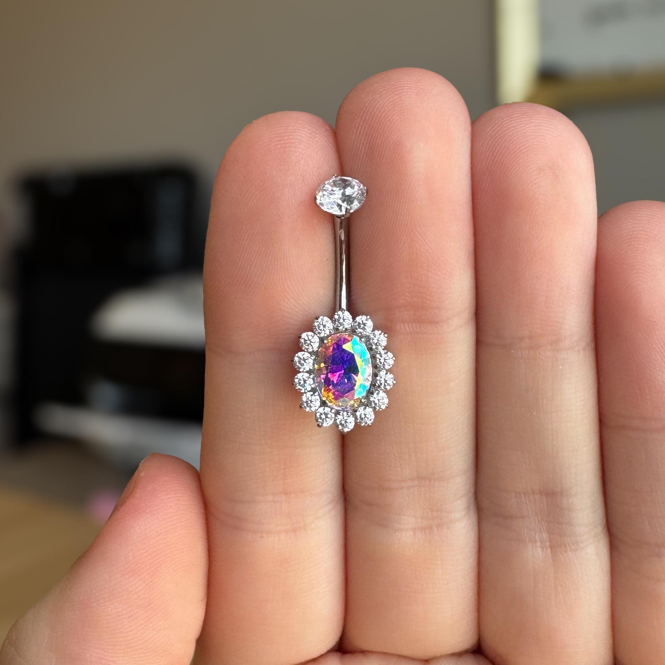 Amaris Halo Belly Button Ring-Belly Button Rings-Elara Body Jewelry