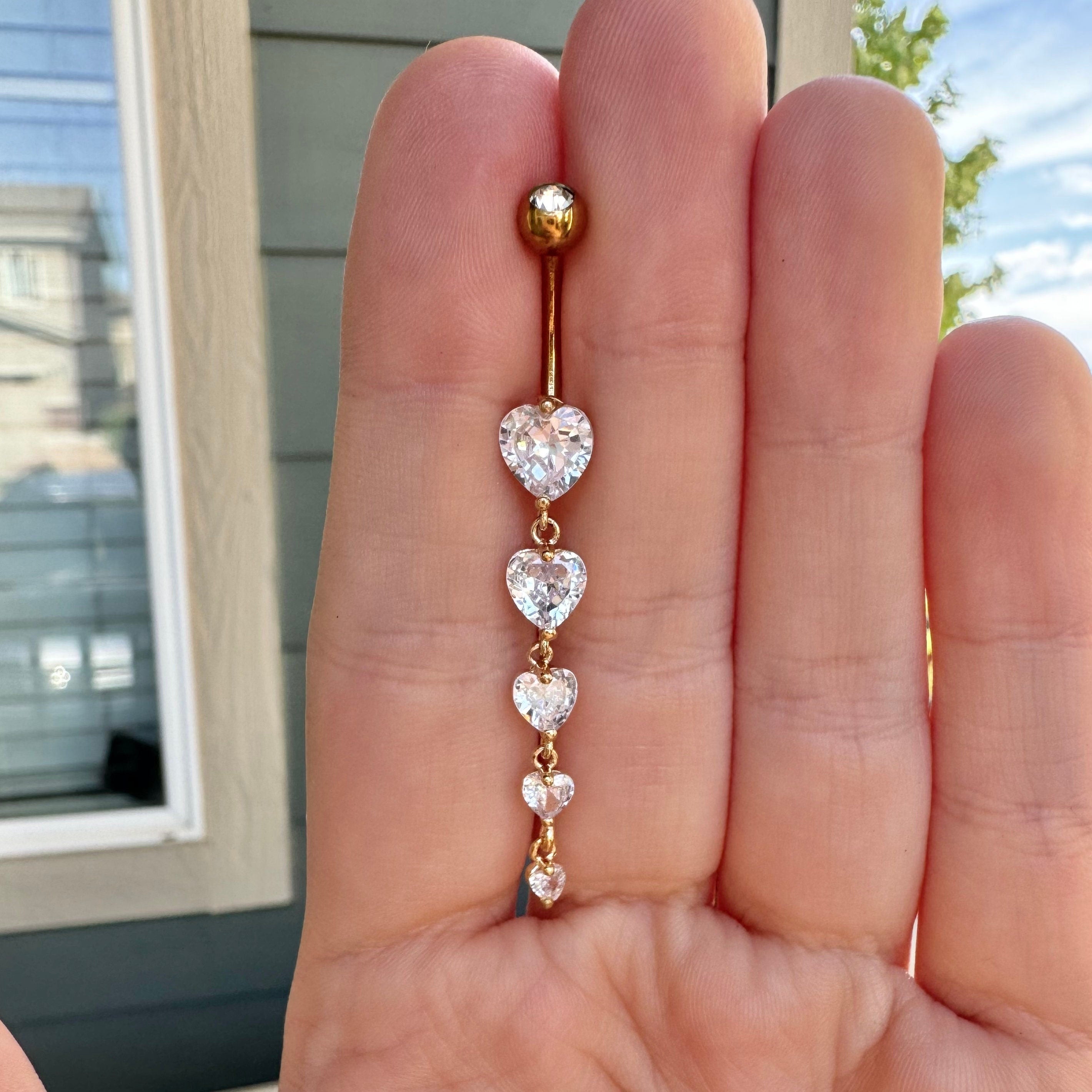 Amorea Drop Belly Button Ring-Belly Button Rings-Gold-Elara Body Jewelry