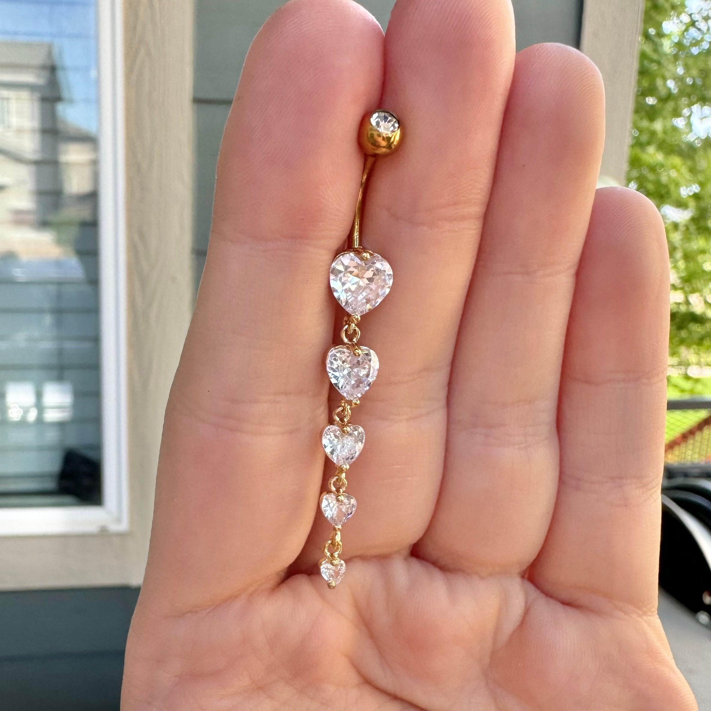 Amorea Drop Belly Button Ring-Belly Button Rings-Elara Body Jewelry