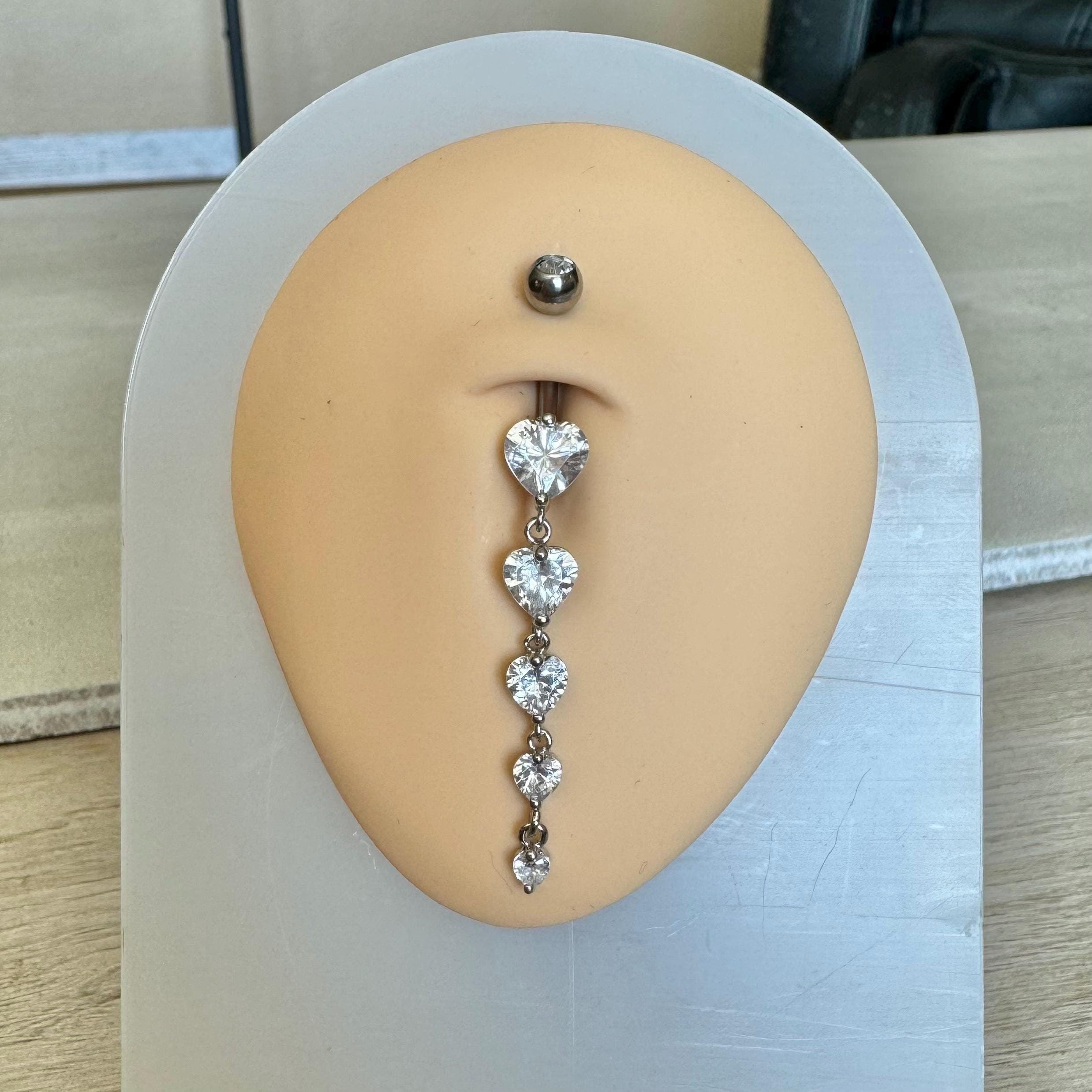 Amorea Drop Belly Button Ring-Belly Button Rings-Silver-Elara Body Jewelry