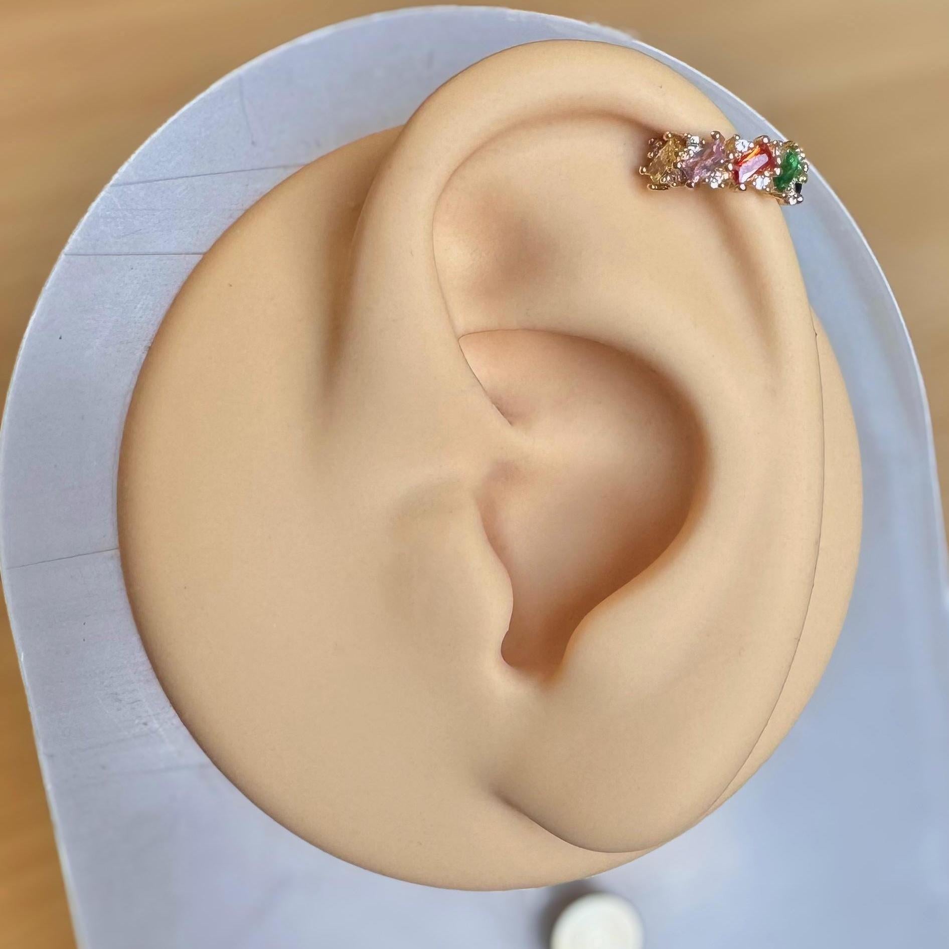 Arc en Ciel Conch Earring-Cartilage Earring-Elara Body Jewelry