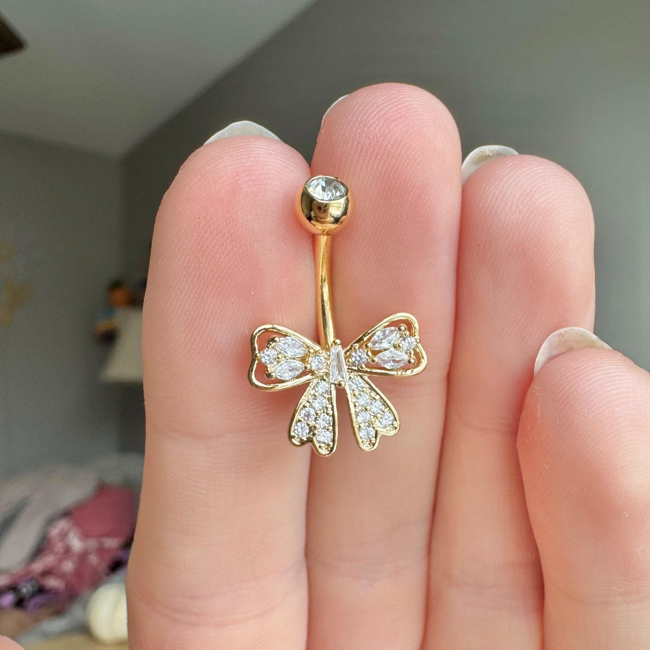 Aria Bow Belly Button Ring-Belly Button Rings-Elara Body Jewelry