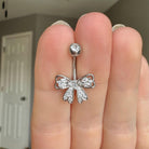 Aria Bow Belly Button Ring-Belly Button Rings-Silver-Elara Body Jewelry