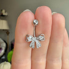Aria Bow Belly Button Ring-Belly Button Rings-Elara Body Jewelry