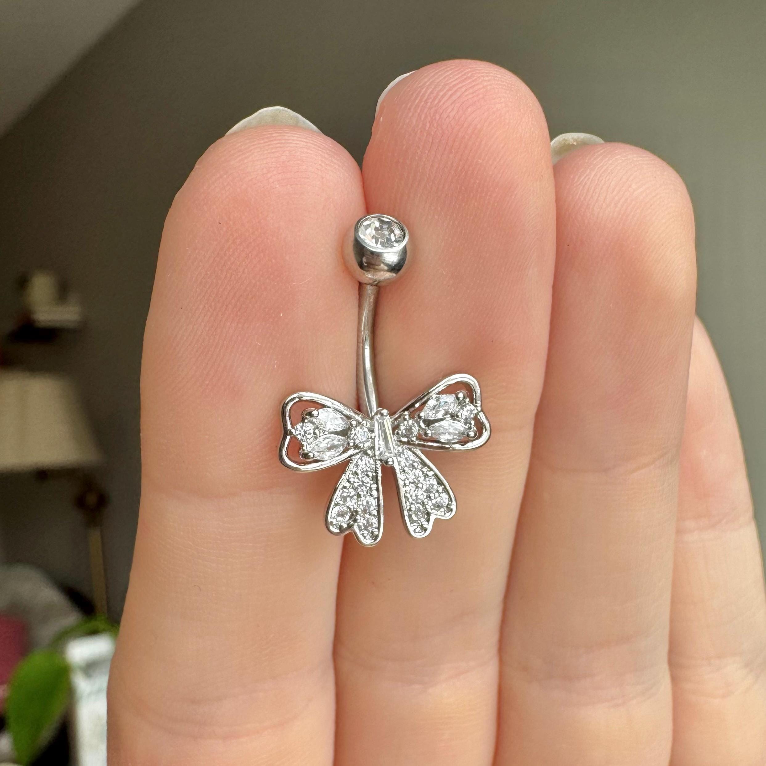 Aria Bow Belly Button Ring-Belly Button Rings-Elara Body Jewelry