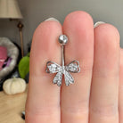 Aria Bow Belly Button Ring-Belly Button Rings-Silver-Elara Body Jewelry