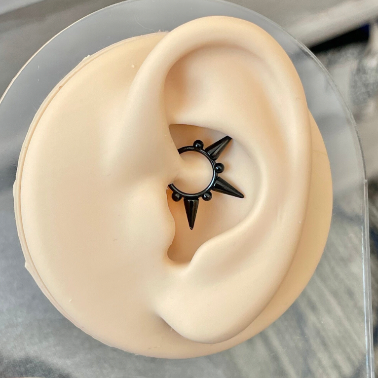 Astra Thorn Daith Earring-Daith Earring-8mm-16G-Black-Elara Body Jewelry