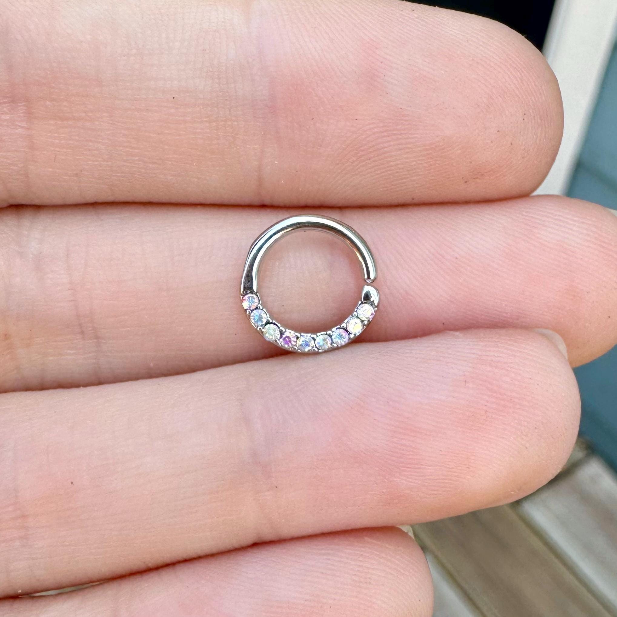 Gold Crystal Daith Earring-Daith Earring-Elara Body Jewelry