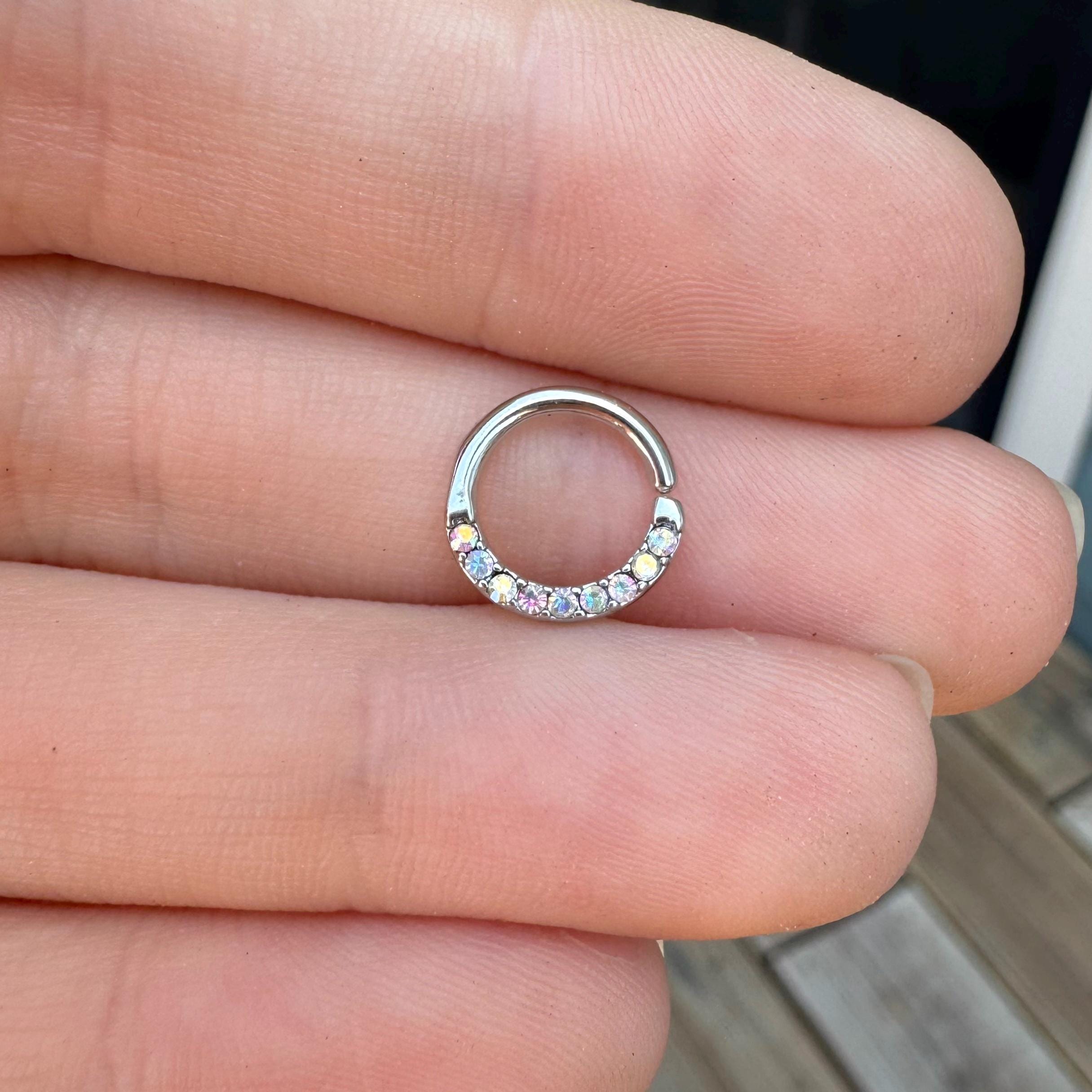 Gold Crystal Daith Earring-Daith Earring-Elara Body Jewelry