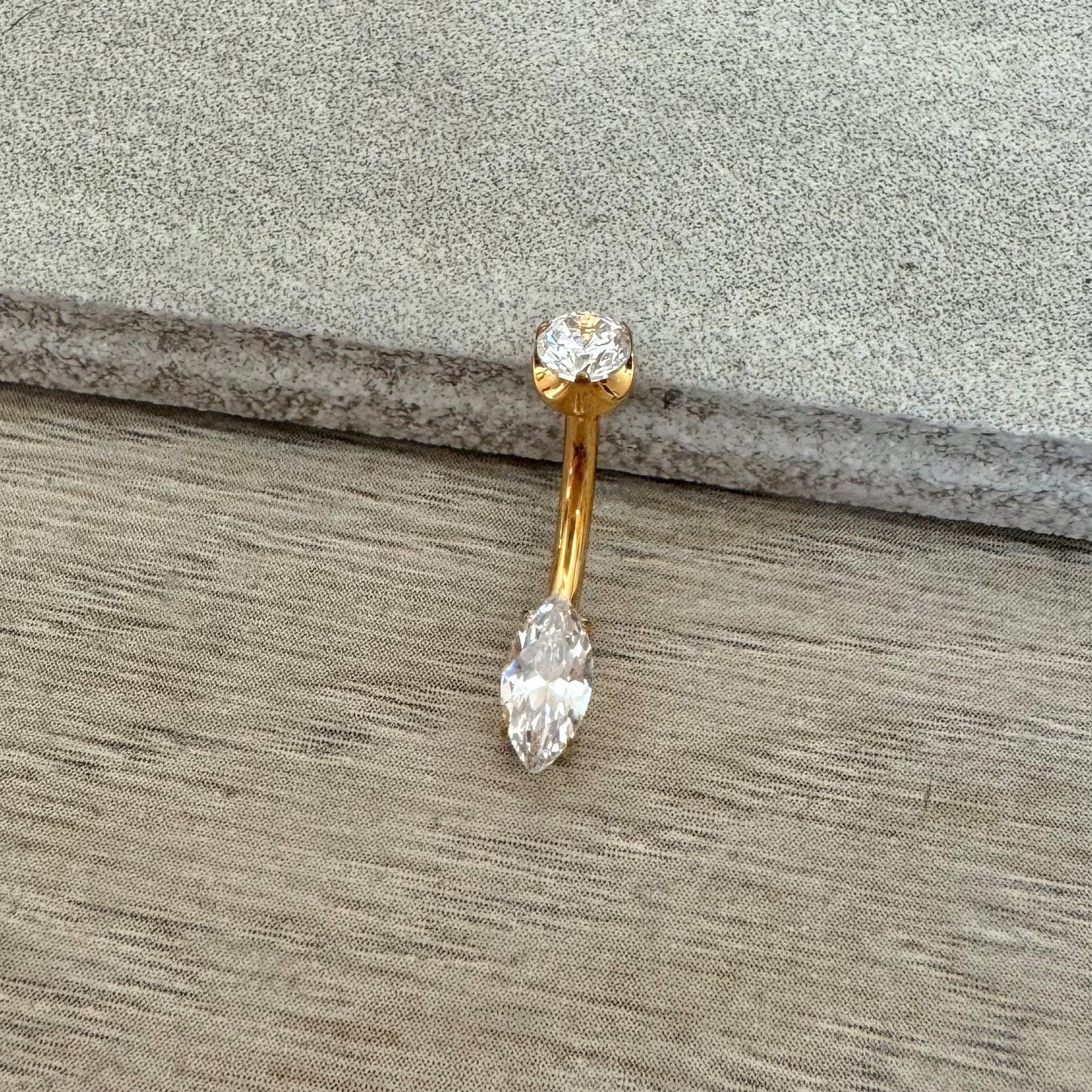Belle Pointe Belly Button Ring-Belly Button Rings-Gold-Elara Body Jewelry