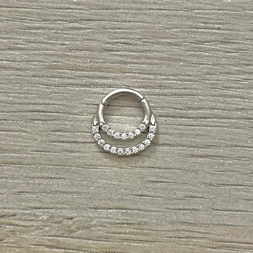 Calista Lume Solid Gold Septum Ring-Septum Ring-6mm Diameter-White Gold-Elara Body Jewelry