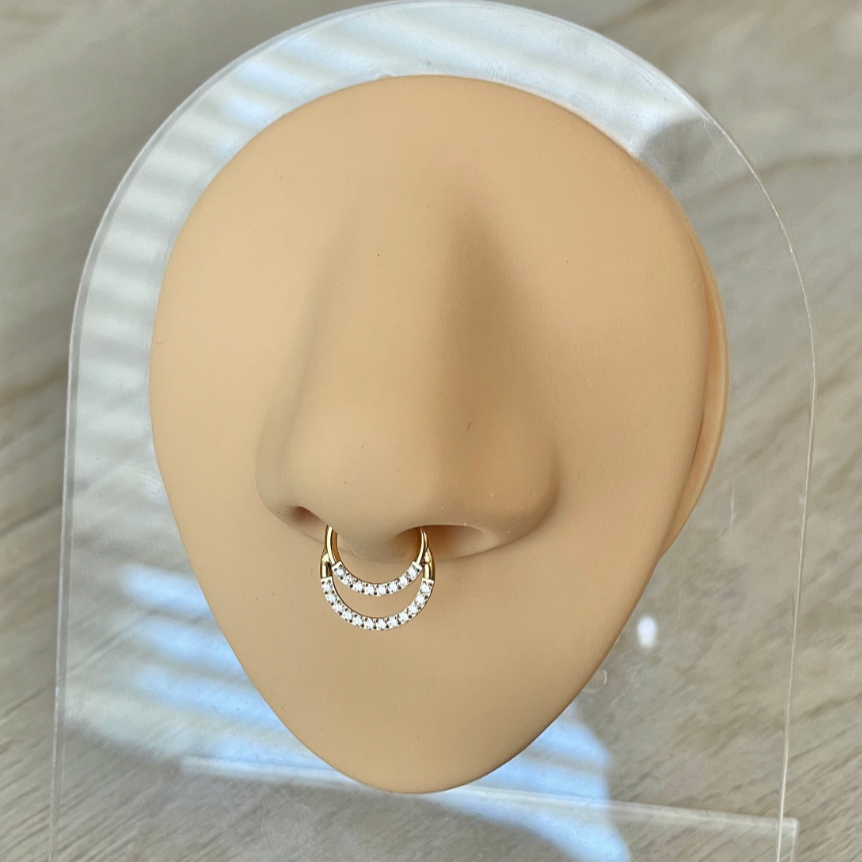 Calista Lume Solid Gold Septum Ring-Septum Ring-6mm Diameter-Yellow Gold-Elara Body Jewelry