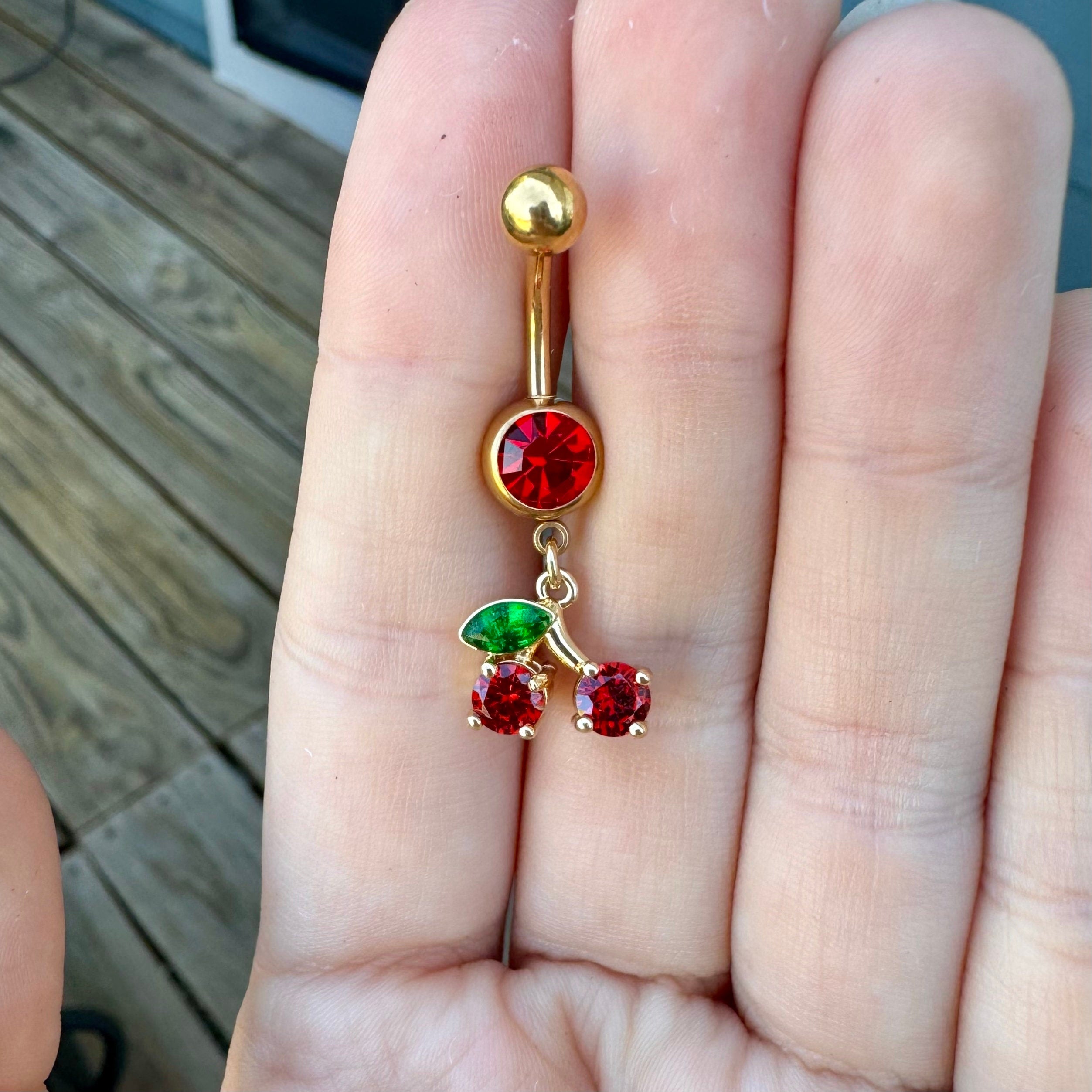 Cerise Jewel Belly Button Ring-Belly Button Rings-Elara Body Jewelry