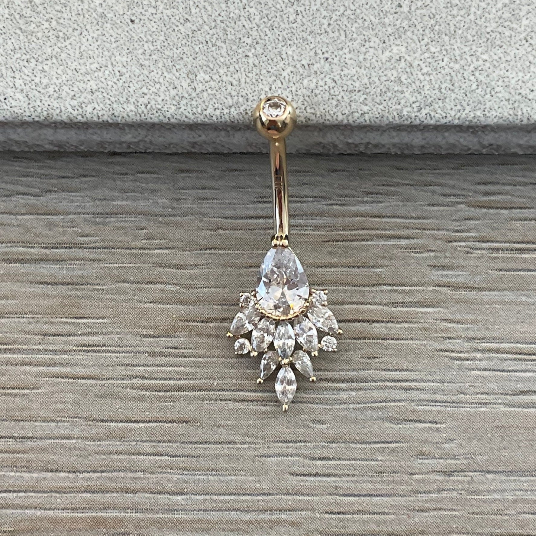 Crown of Elysia Belly Button Ring-Belly Button Rings-Yellow Gold-Elara Body Jewelry