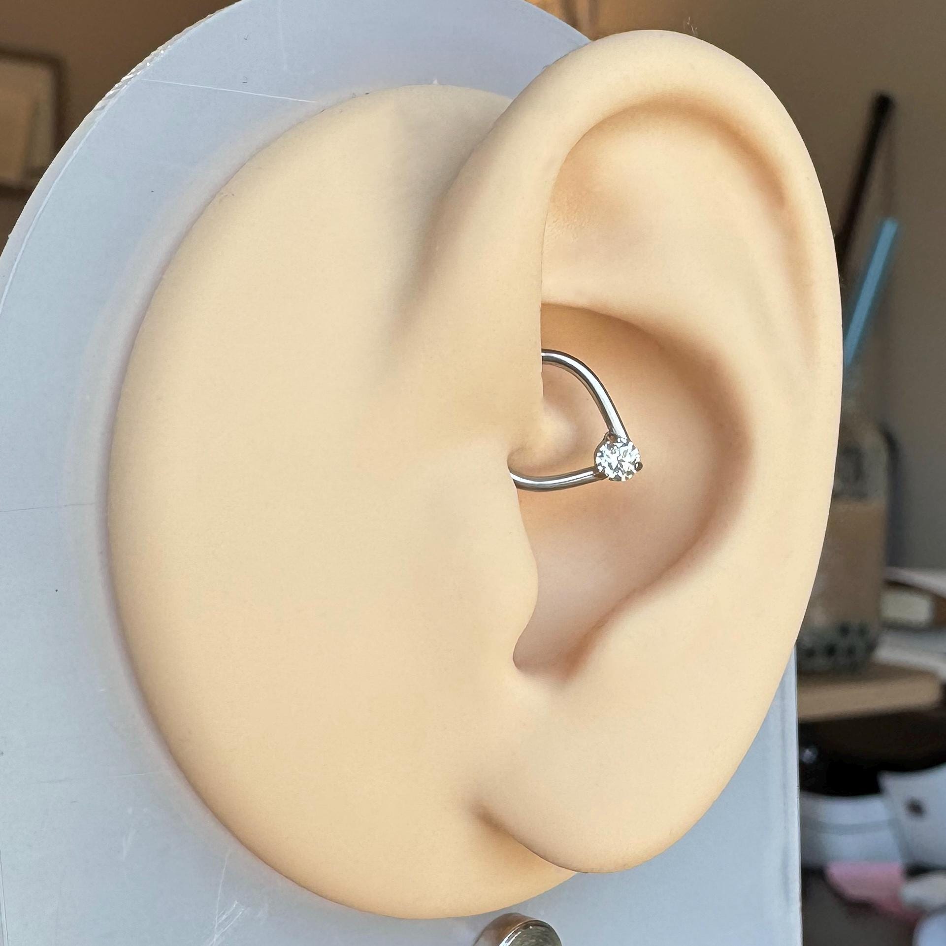 Crystal Tear Daith Earring-Daith Earring-Elara Body Jewelry