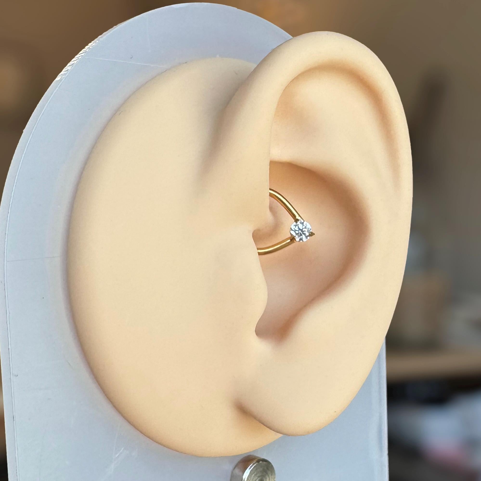 Crystal Tear Daith Earring-Daith Earring-Elara Body Jewelry