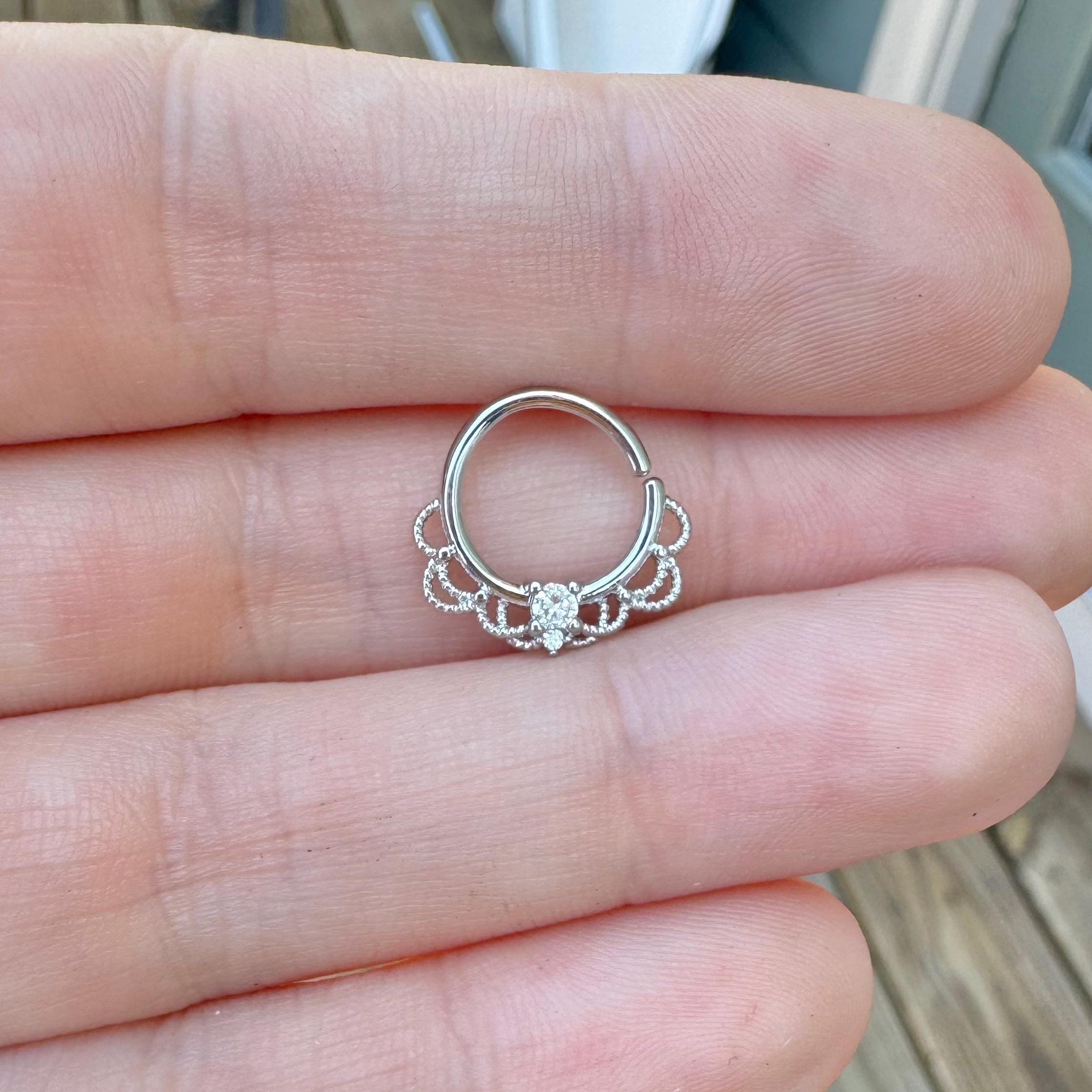 Daphne Lace Daith Earring-Daith Earring-Elara Body Jewelry