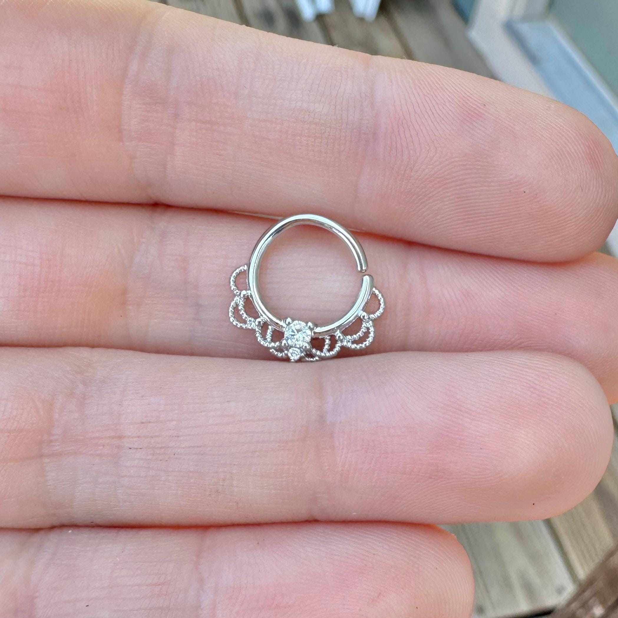 Daphne Lace Daith Earring-Daith Earring-Elara Body Jewelry