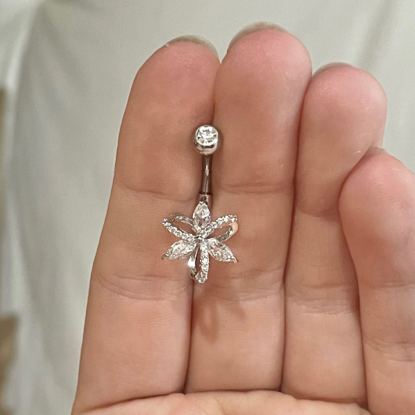 Dewbelle Belly Button Ring-Belly Button Rings-Silver-Elara Body Jewelry