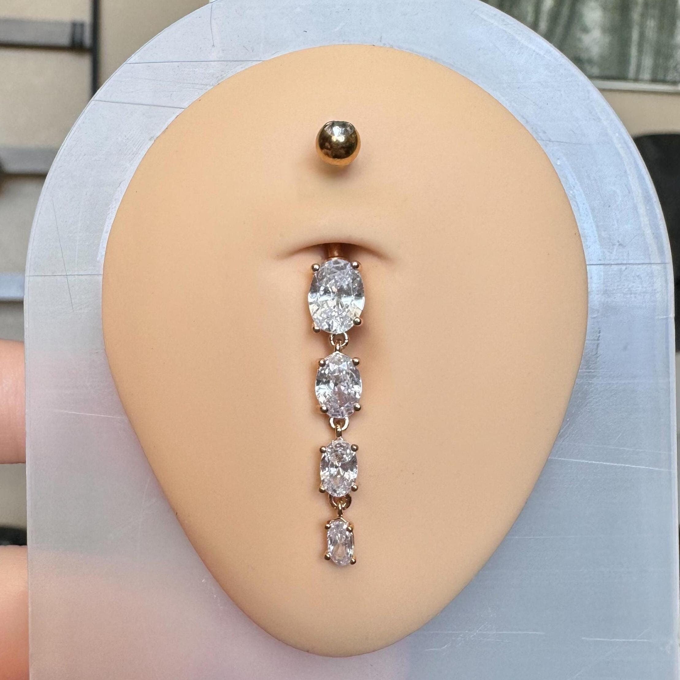 Dewdrop Mirage Belly Button Ring-Belly Button Rings-Elara Body Jewelry