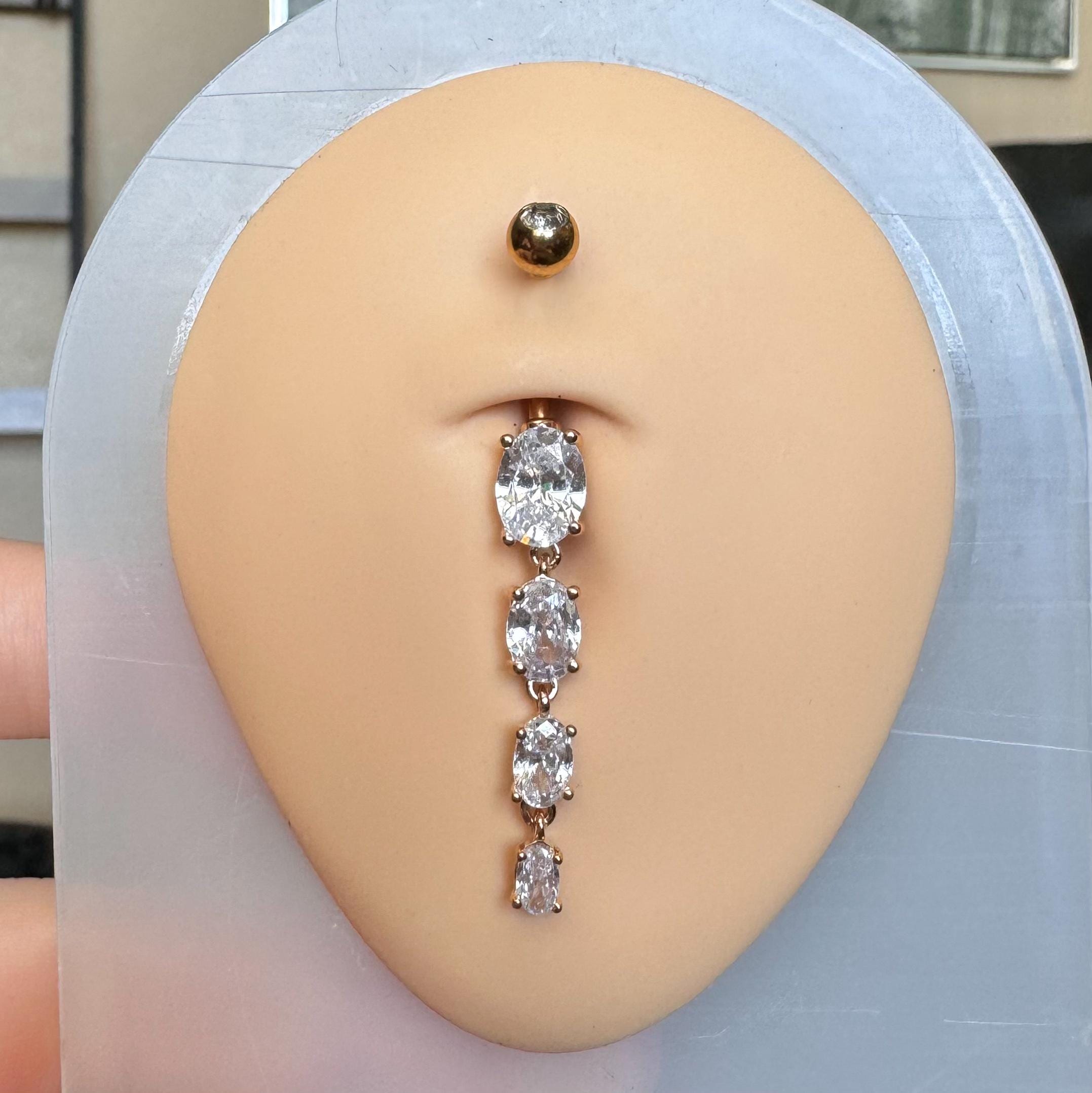 Dewdrop Mirage Belly Button Ring-Belly Button Rings-Elara Body Jewelry