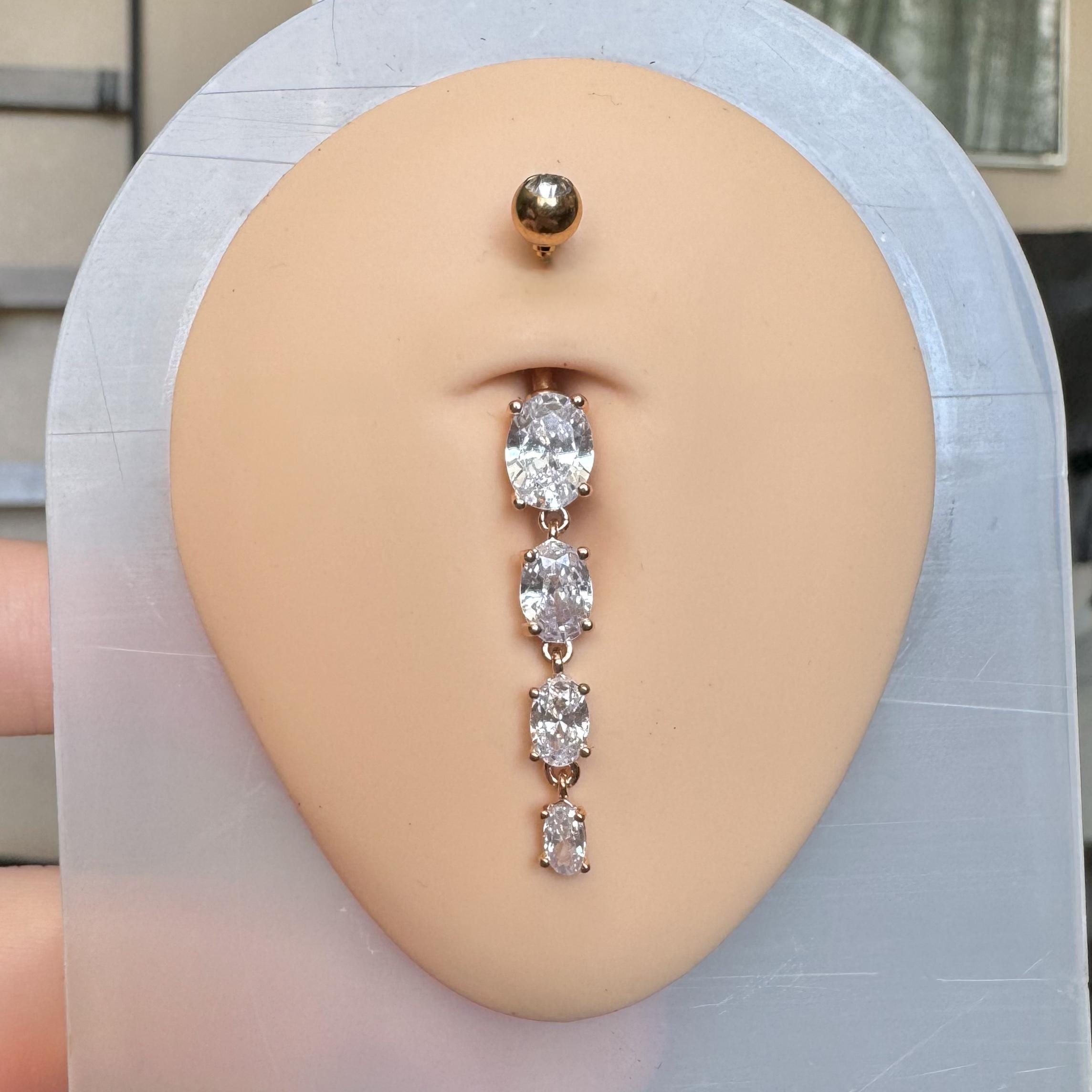 Dewdrop Mirage Belly Button Ring-Belly Button Rings-Elara Body Jewelry