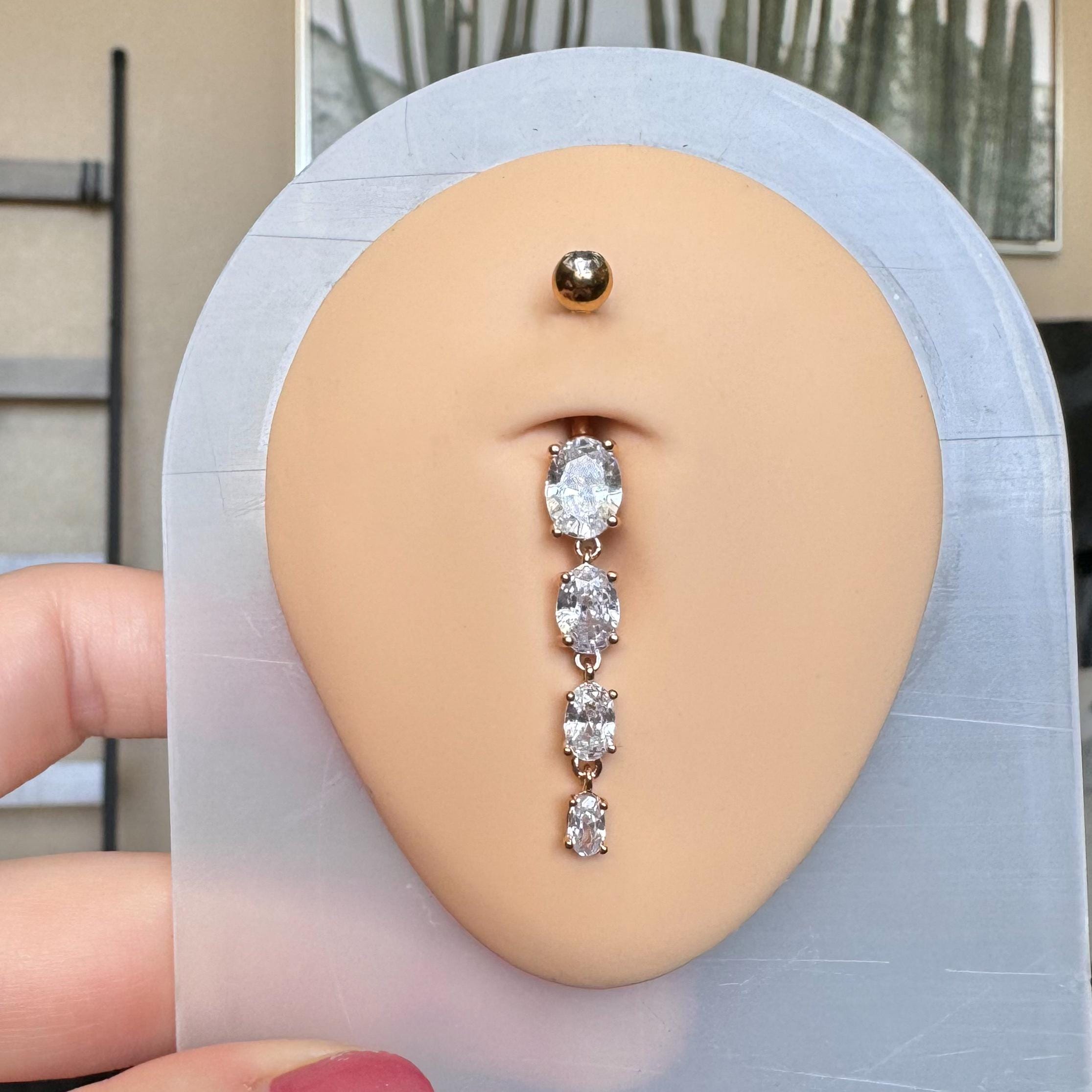 Dewdrop Mirage Belly Button Ring-Belly Button Rings-Elara Body Jewelry