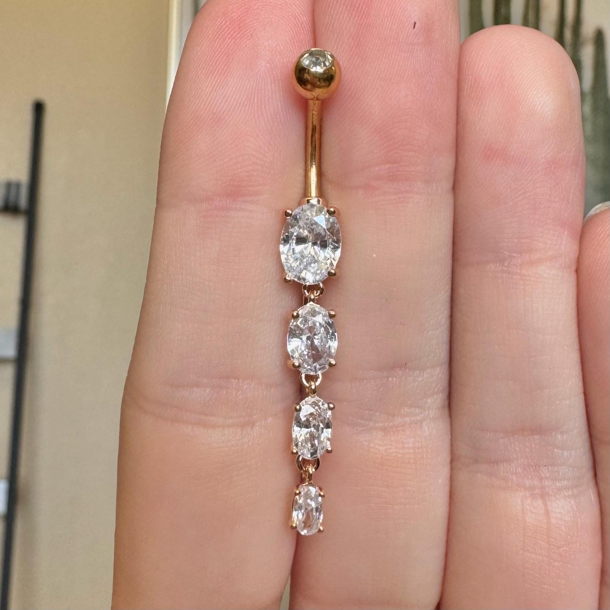 Dewdrop Mirage Belly Button Ring-Belly Button Rings-Elara Body Jewelry