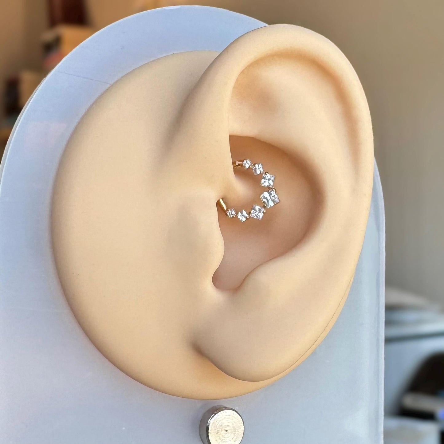 Geometric Gold Daith Earring