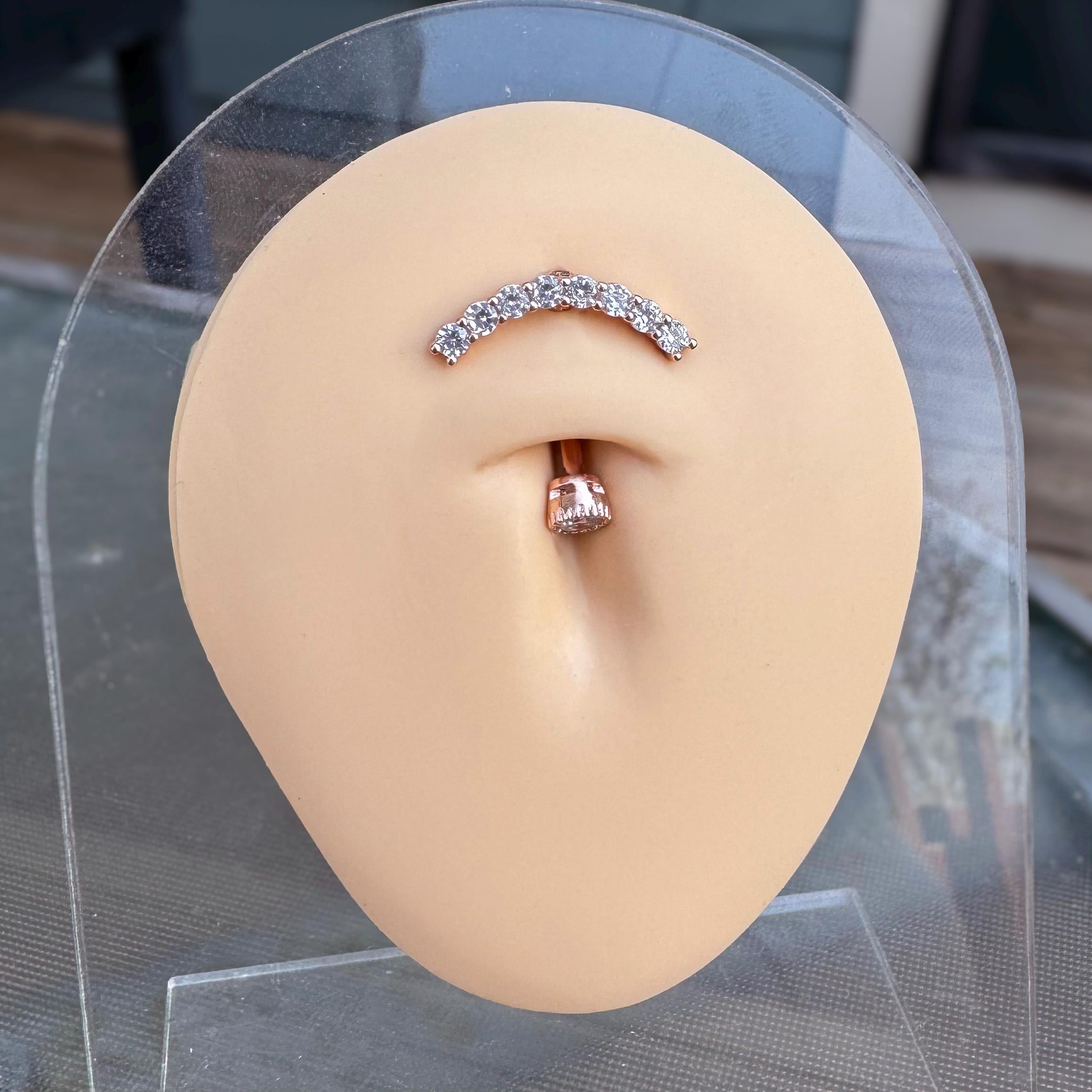 Ecliptic Crescent Belly Button Ring-Belly Button Rings-Elara Body Jewelry