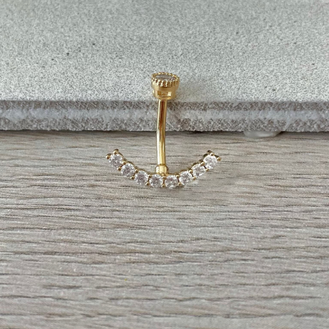 Ecliptic Crescent Belly Button Ring-Belly Button Rings-Gold-Elara Body Jewelry