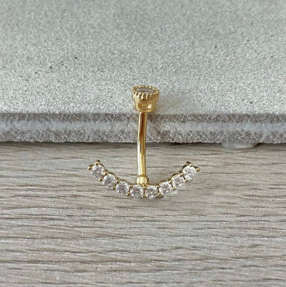 Ecliptic Crescent Belly Button Ring-Belly Button Rings-Gold-Elara Body Jewelry