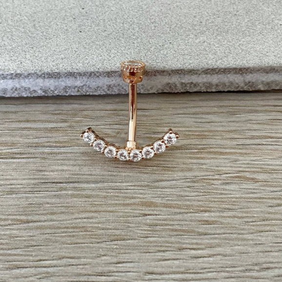 Ecliptic Crescent Belly Button Ring-Belly Button Rings-Rose gold-Elara Body Jewelry
