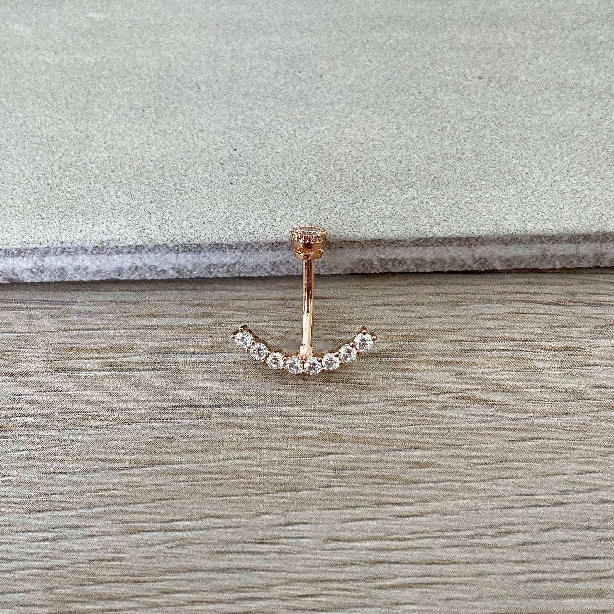 Ecliptic Crescent Belly Button Ring-Belly Button Rings-Elara Body Jewelry