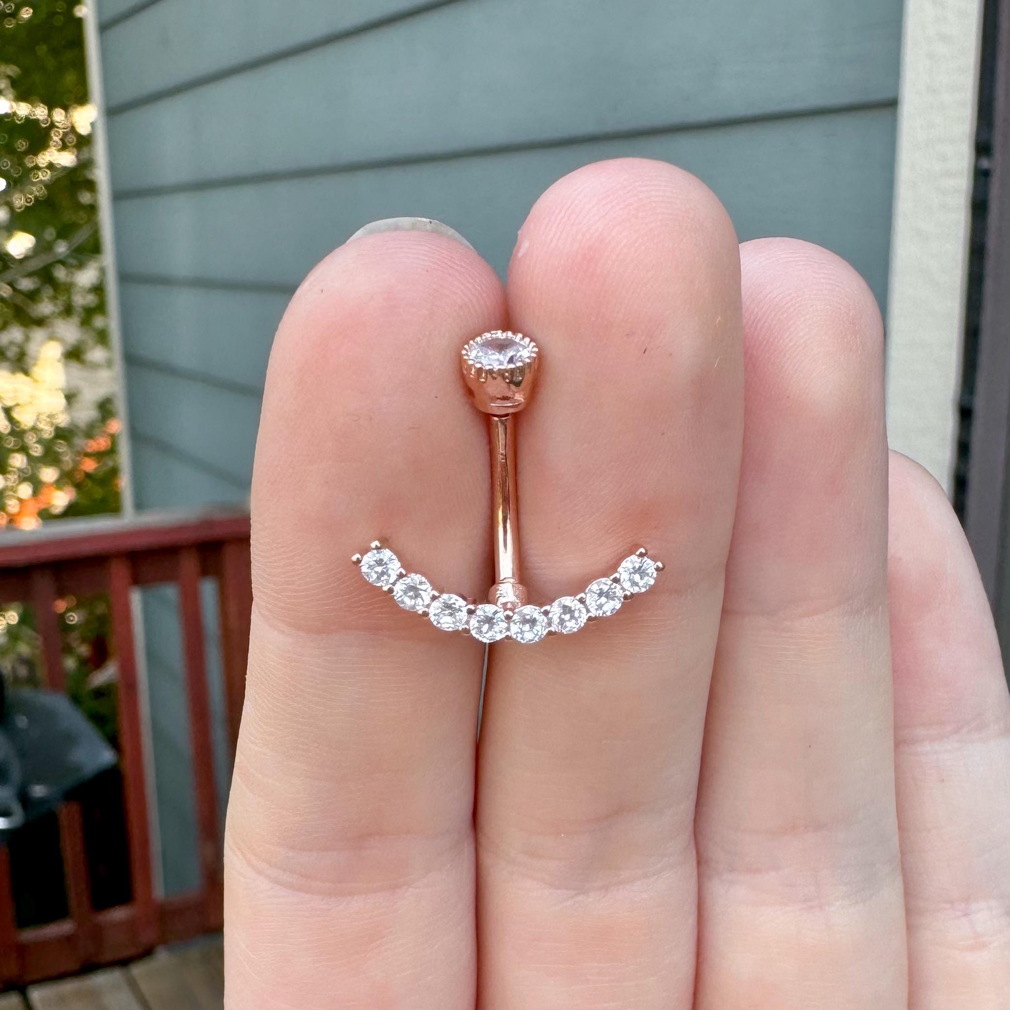 Ecliptic Crescent Belly Button Ring-Belly Button Rings-Elara Body Jewelry