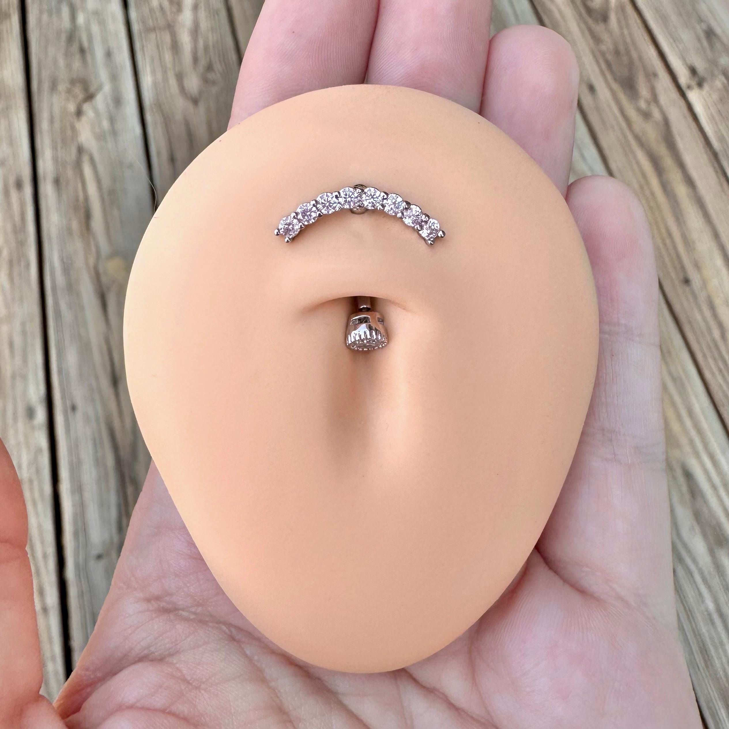 Ecliptic Crescent Belly Button Ring-Belly Button Rings-Elara Body Jewelry