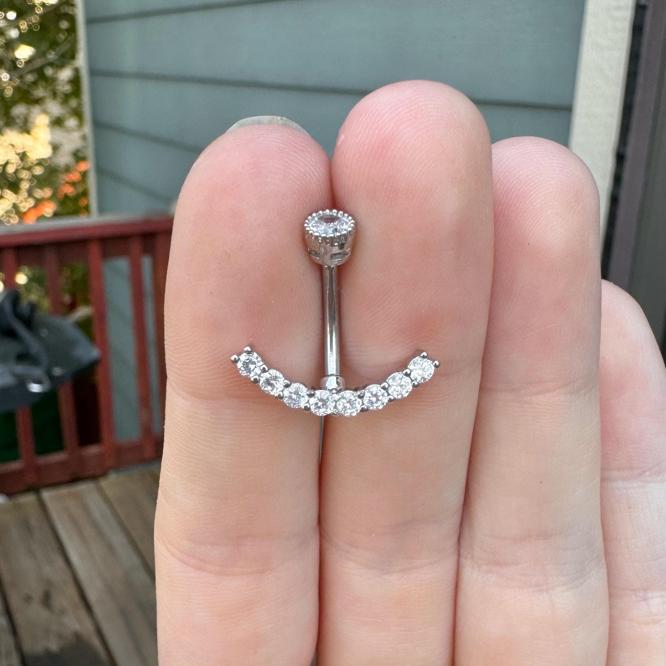 Ecliptic Crescent Belly Button Ring-Belly Button Rings-Elara Body Jewelry