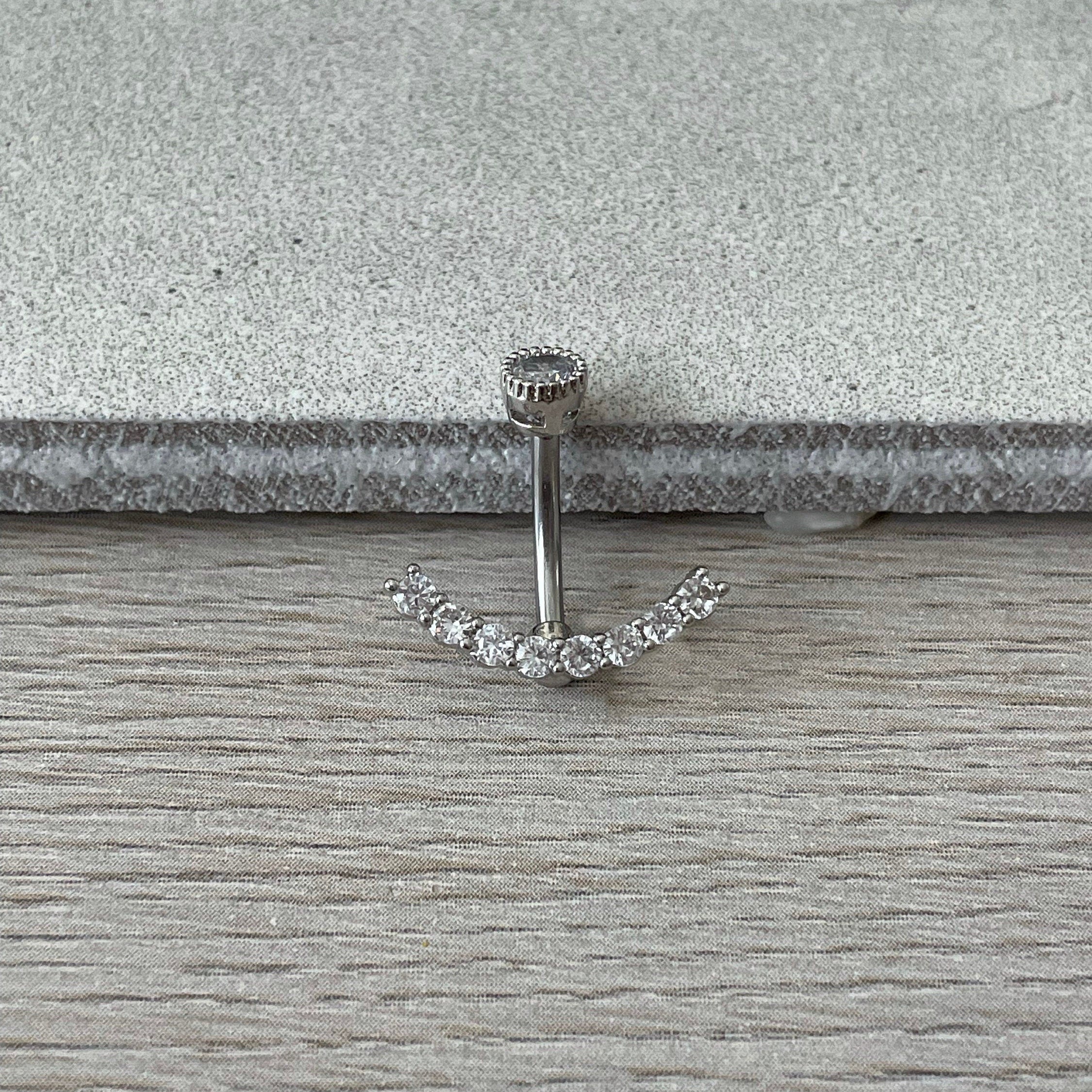 Ecliptic Crescent Belly Button Ring-Belly Button Rings-Elara Body Jewelry