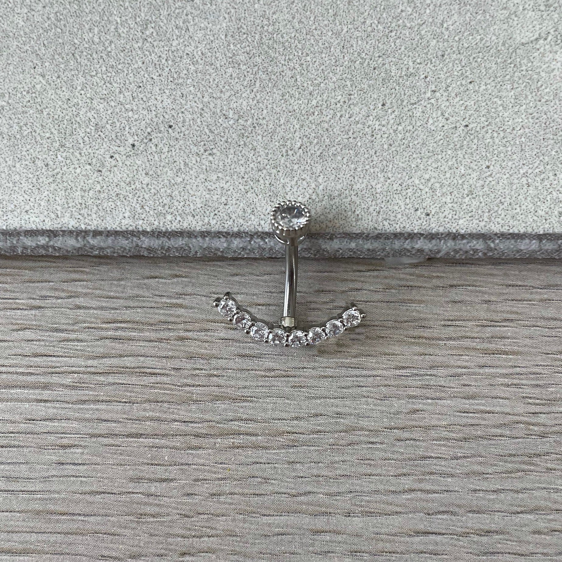 Ecliptic Crescent Belly Button Ring-Belly Button Rings-Elara Body Jewelry